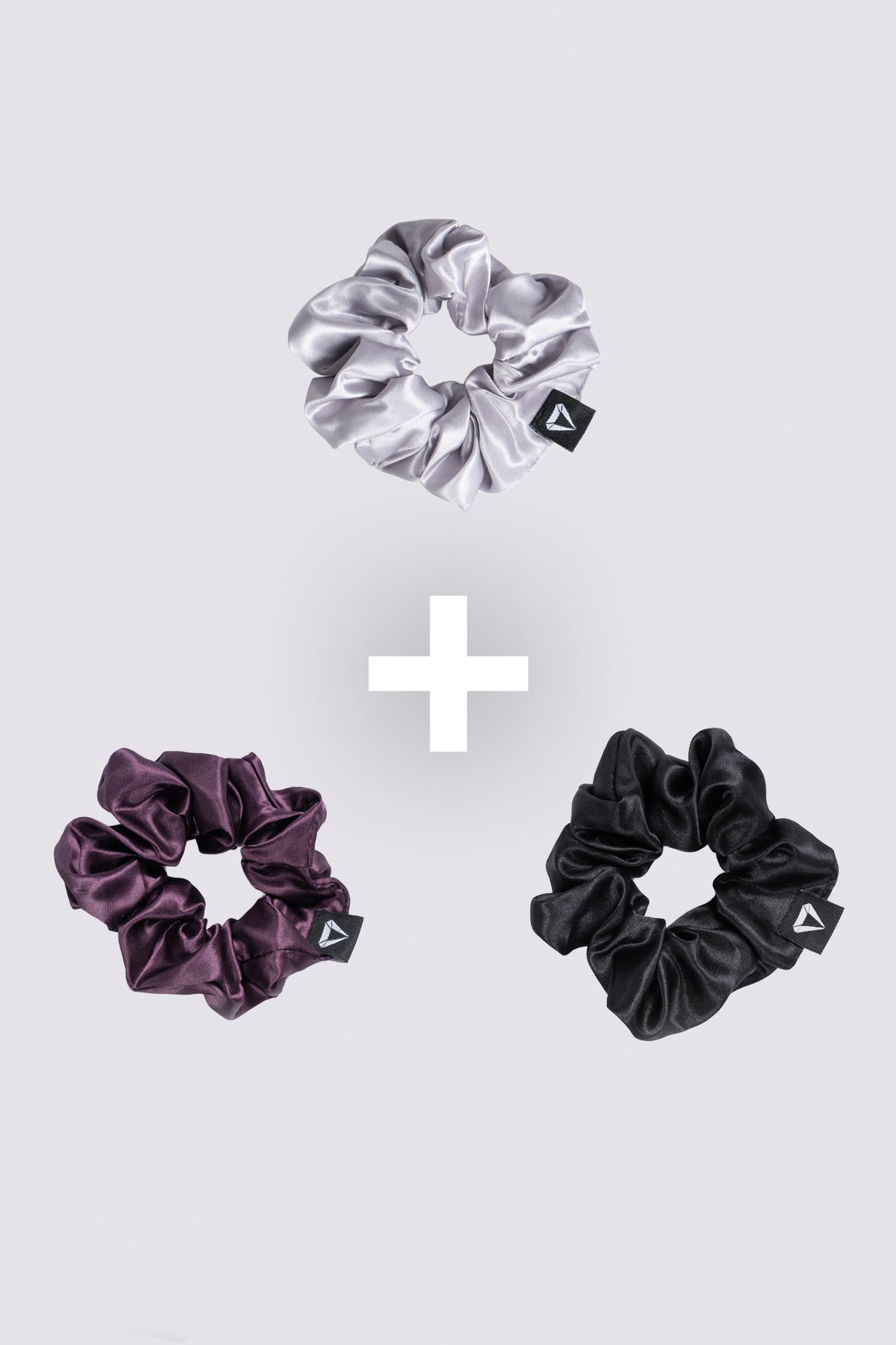 ESSENTIALS SCRUNCHIE - BLACK & BURGUNDY & STONE (3-KOMADA)