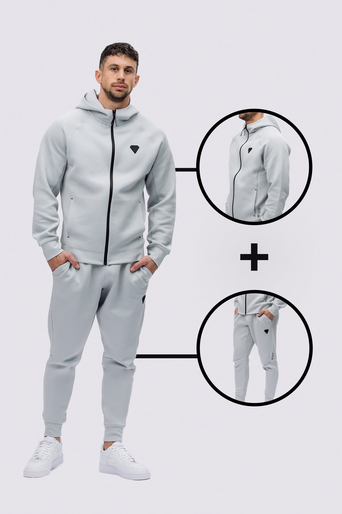 TECHFIT MUŠKI KOMPLET TRENIRKE - WOLF GREY (2-DJELNI)