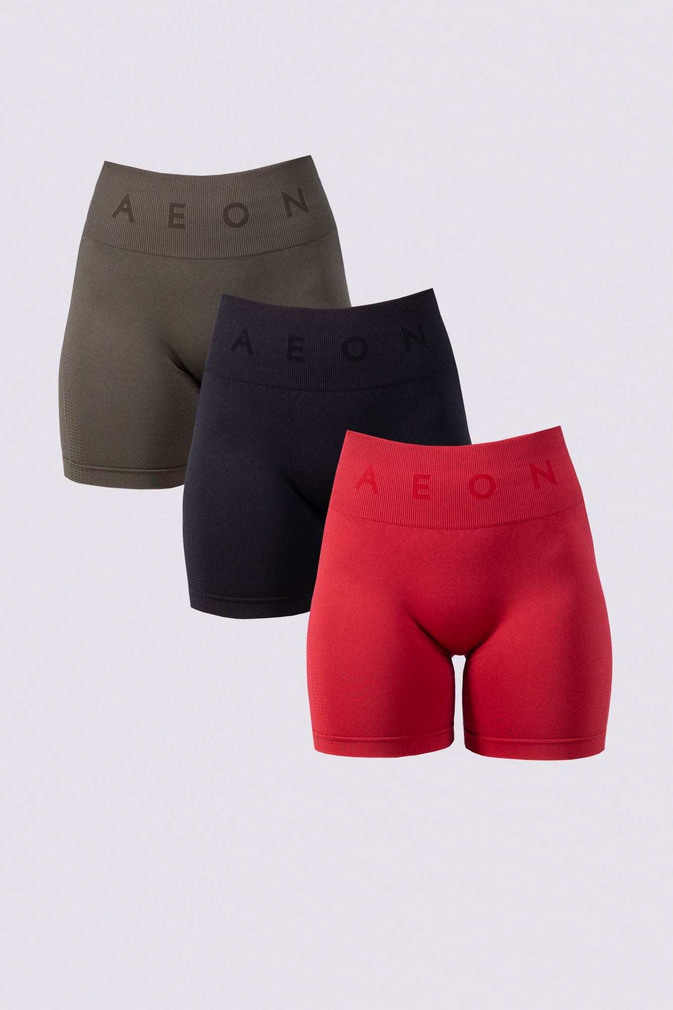 ELEVATE SHORTS BUNDLE - BLACK & OLIVE & STRAWBERRY (3 - PIECE) - Aeon Athletics